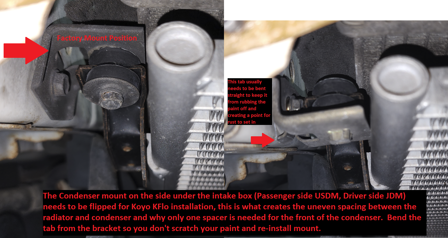 Koyo N-Flo radiator mounts and condenser spacers