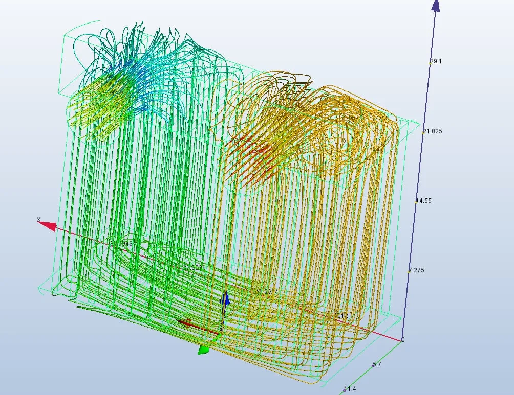 Technical airflow and packaging visualization used during intercooler development
