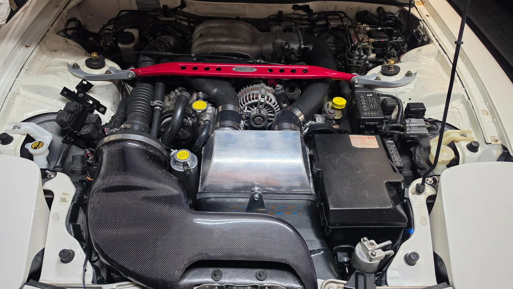 Custom DP side-mount intercooler installed in the engine bay